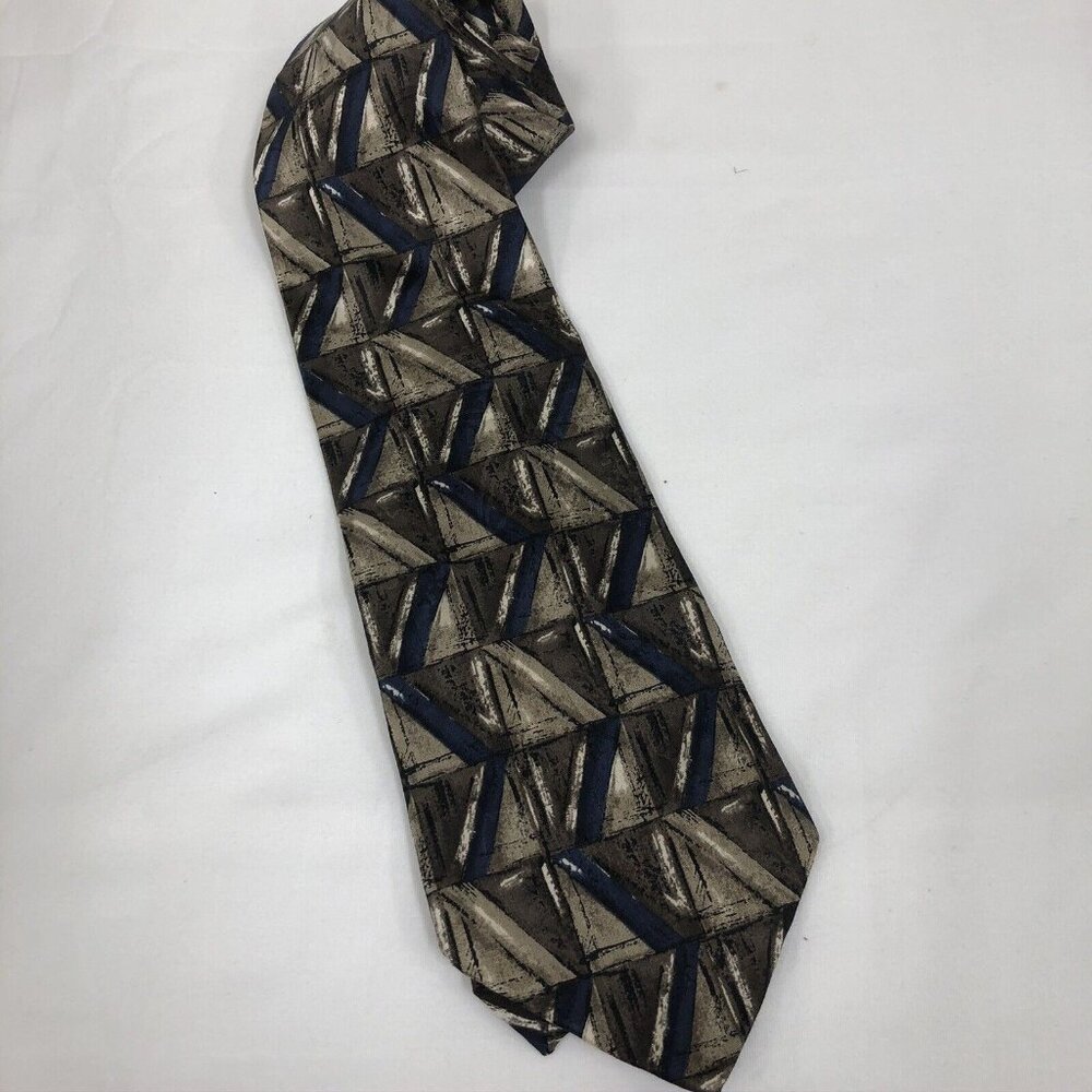 Daniel Hechter Mens Neck Tie Necktie Navy Gray Brown  100% Silk